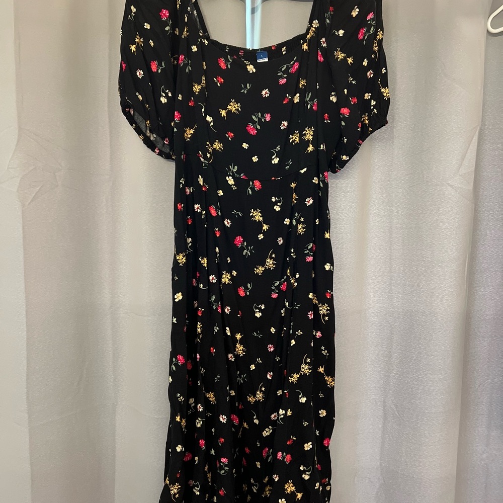 Old Navy Black Maxi Dress with Floral Print